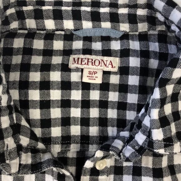 Merona Black White Plaid Button Up S - Picture 4 of 7